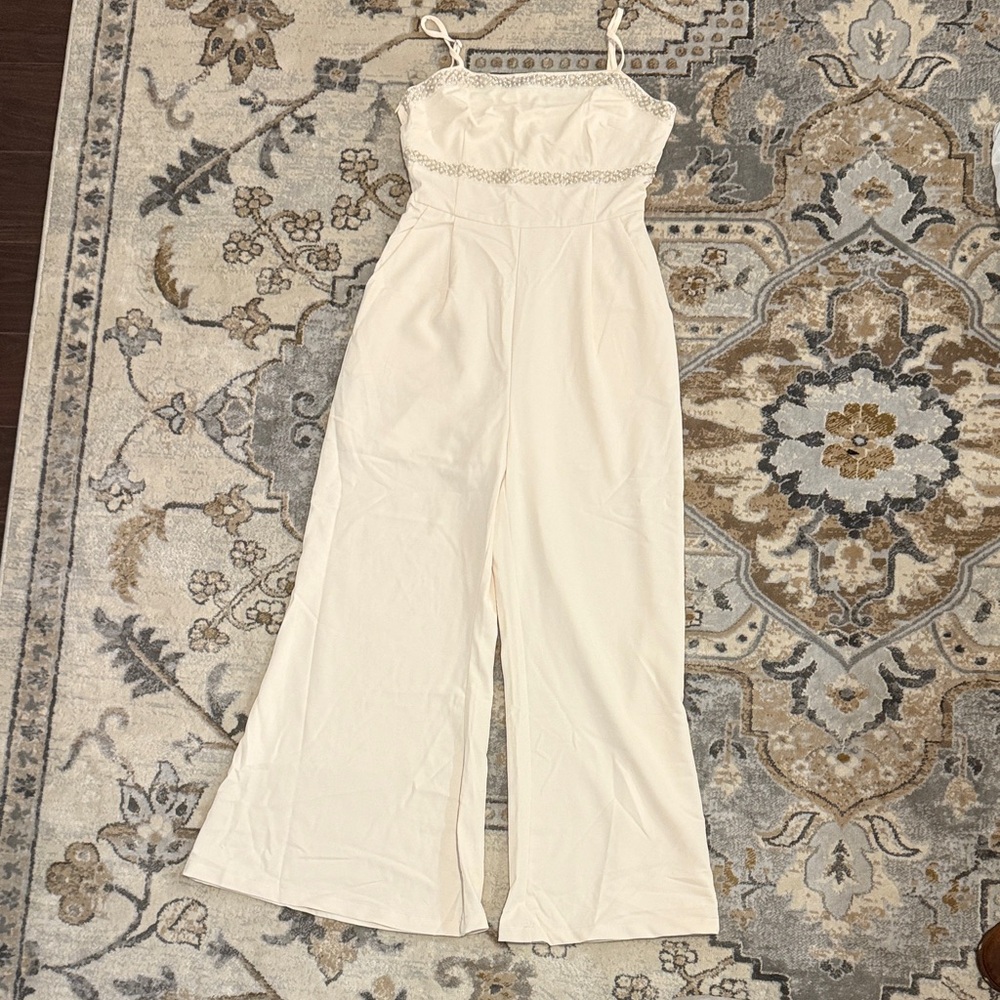 SHEIN Cream Jumpsuit with Delicate Straps